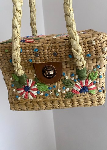 Zara marka Renkli Nakışlı Boncuklu Örgü Kadın Çanta - Görsel 5