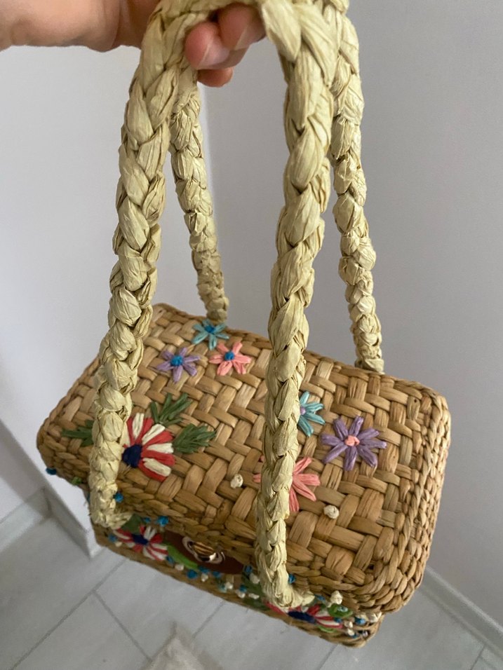 Zara marka Renkli Nakışlı Boncuklu Örgü Kadın Çanta - Görsel 4