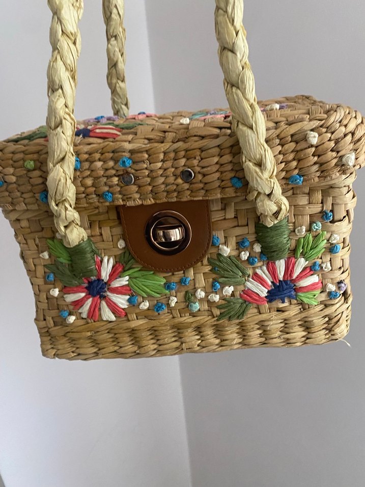 Zara marka Renkli Nakışlı Boncuklu Örgü Kadın Çanta - Görsel 5