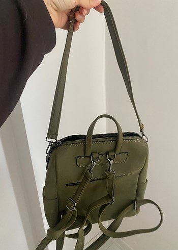 Taymir Kadın Haki Deri Sırt Çantası - Görsel 3