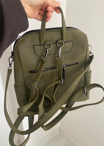 Taymir Kadın Haki Deri Sırt Çantası - Görsel 2