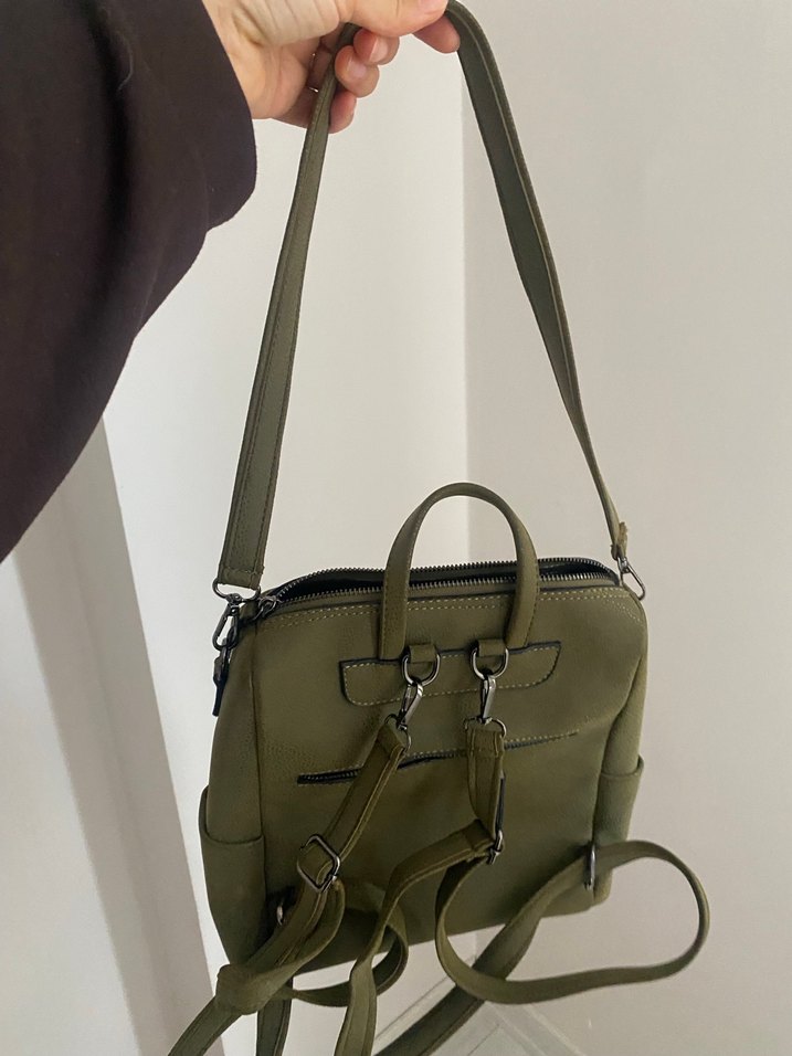 Taymir Kadın Haki Deri Sırt Çantası - Görsel 3