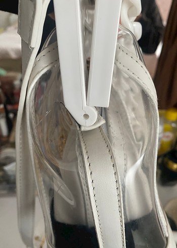 Zincir Detaylı Şeffaf Beyaz Kadın Çanta - Görsel 6