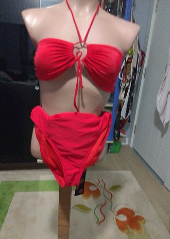 s Beden kırmızı Renk Kırmızı İnce Askılı bikini