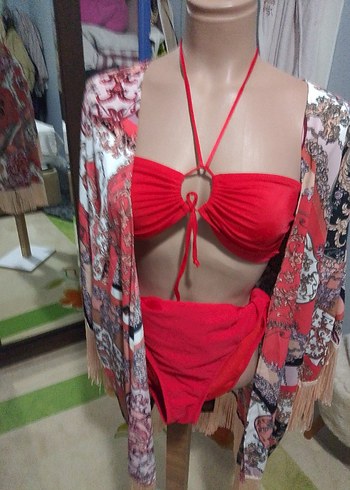 Kırmızı İnce Askılı bikini