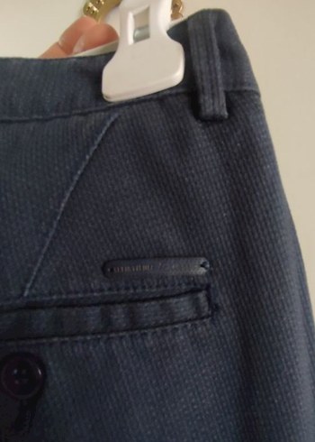 46 Beden Kemer Detaylı Erkek Lacivert Denim Pantolon
