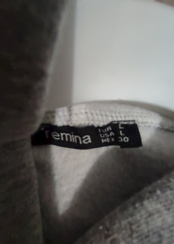 l Beden gri Renk Gri Kapüşonlu Mini Sweatshirt