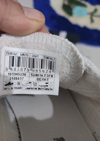 32 Beden beyaz Renk Beyaz Bağcık çocuk Spor Ayakkabı