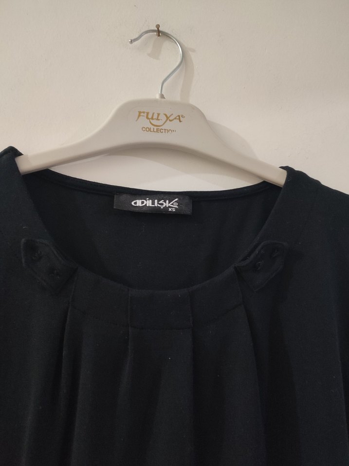 Siyah Keten Midi Kadın Elbise - Görsel 3