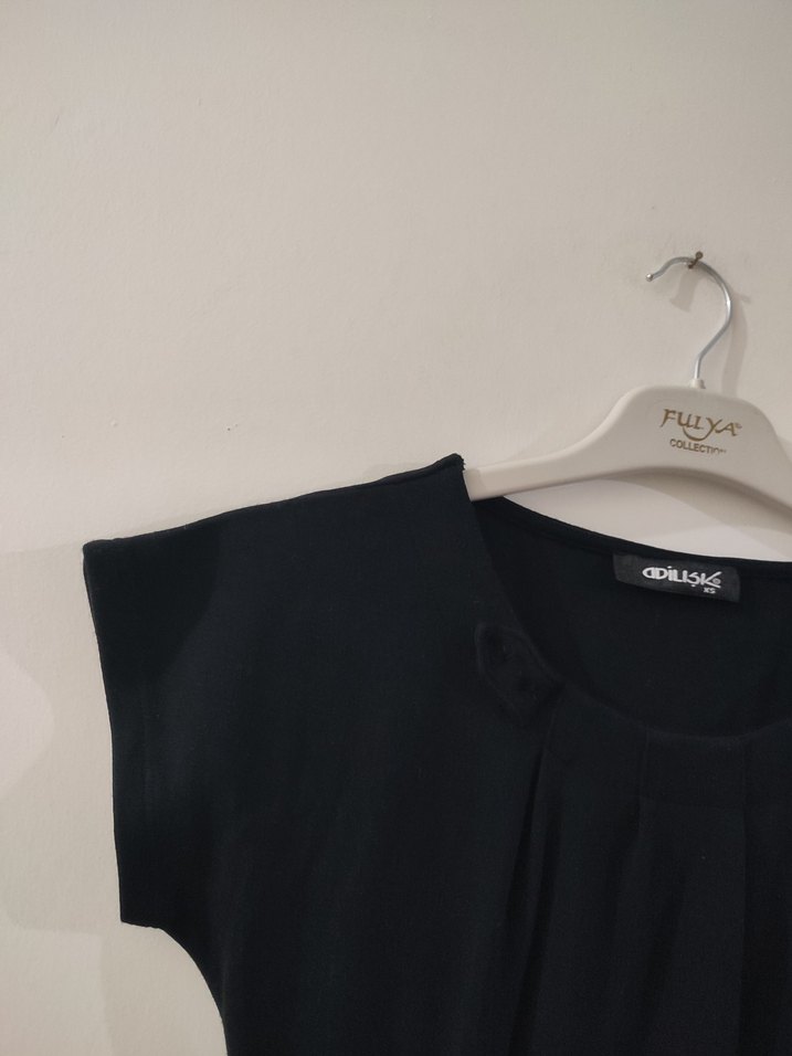 Siyah Keten Midi Kadın Elbise - Görsel 2