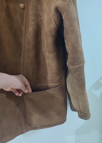 Düğmeli Kahverengi Süet Erkek Ceket - Görsel 2