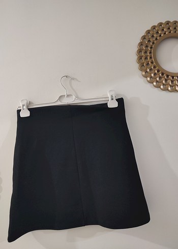 38 Beden Renk Bloklu Mini Etek Velcro Detaylı