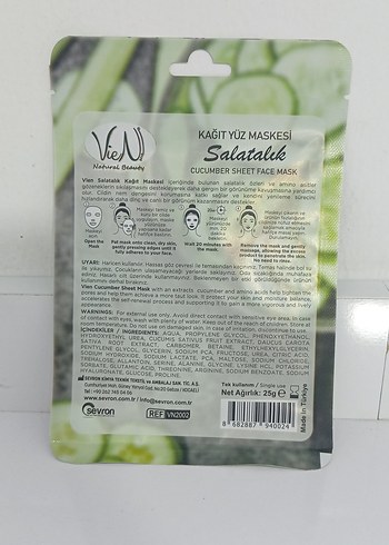 gün Salatalık Özlü Kağıt Yüz Maskesi - Görsel 2