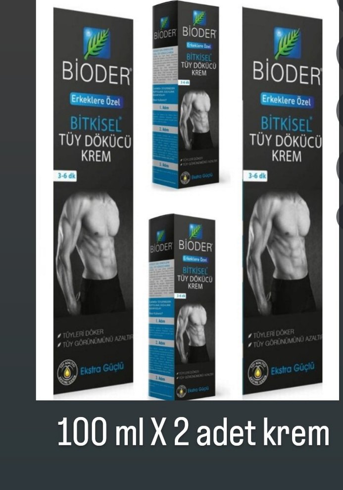 Bioder Erkekler İçin Bitkisel Tüy Dökücü Krem 2x100 ml - Görsel 2