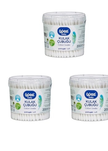Wee Baby 200'lü Yumuşak Kulak Çubuğu 3 ADET