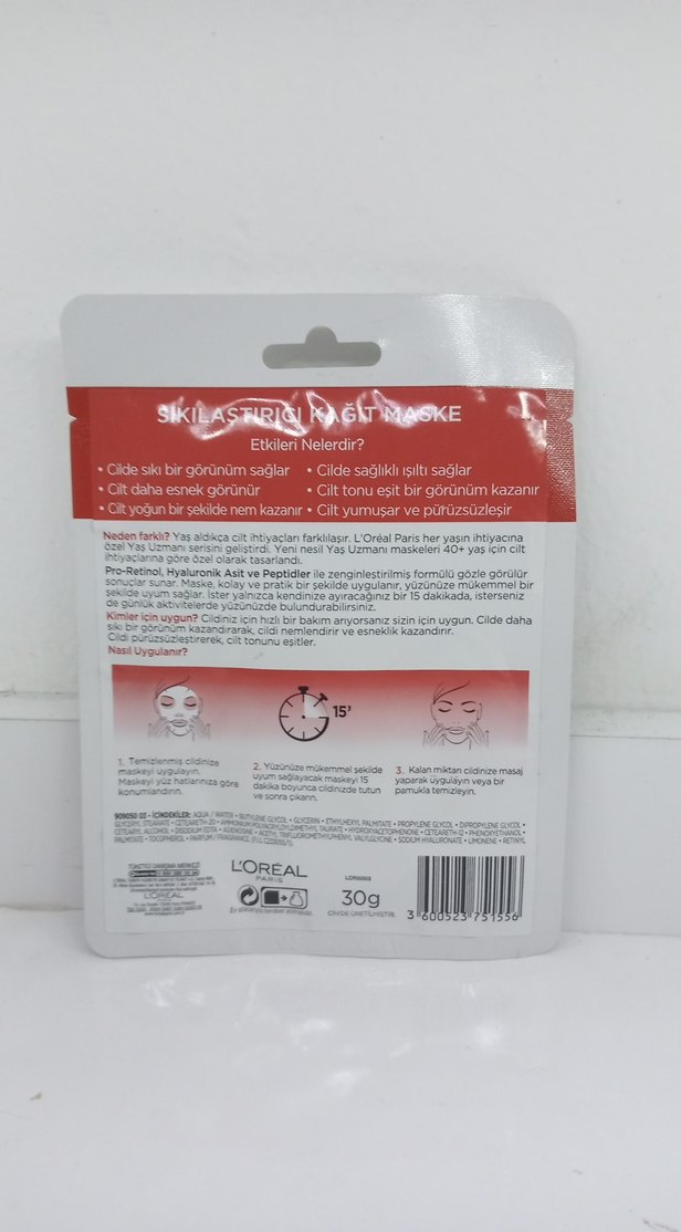 L'Oréal 40+ Sıkılaştırıcı Kağıt Maske - Görsel 2
