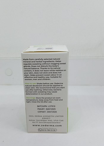Diğer Zederma Bergamot Erkek Roll-On Deodorant 50 ml