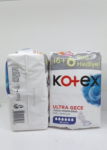 Diğer Kotex Ultra Gece Ped 16+6 Hediye 22'li 2 paket