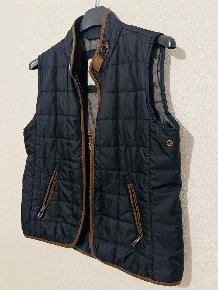 L-Dik Yaka Fermuarlı Kahverengi  Yelek - Görsel 5