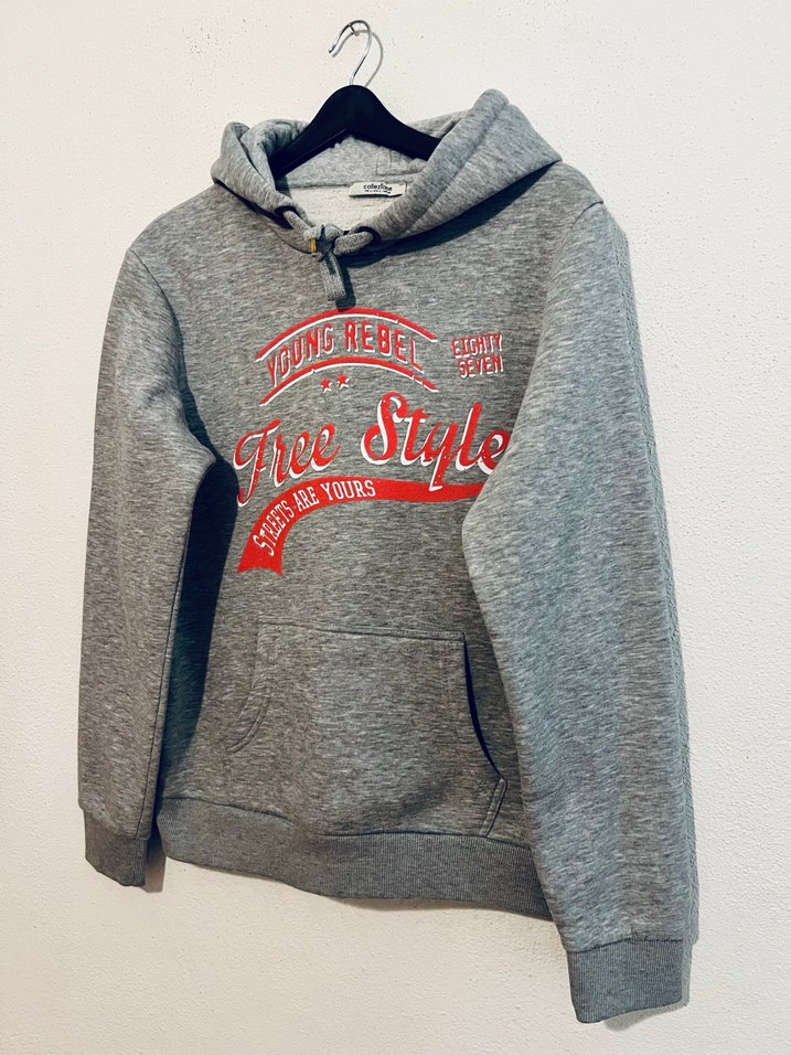 L- collezione Gri Melanj Kapüşonlu Spor Sweatshirt — görsel 6/11