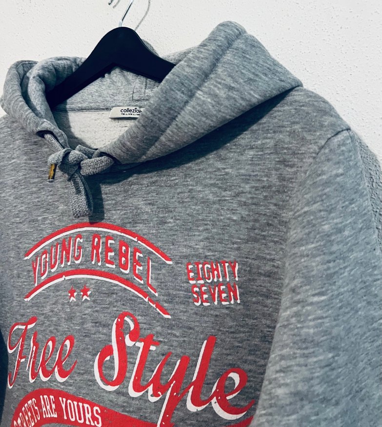 L- collezione Gri Melanj Kapüşonlu Spor Sweatshirt — görsel 2/11