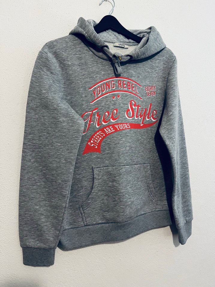 L- collezione Gri Melanj Kapüşonlu Spor Sweatshirt — görsel 8/11