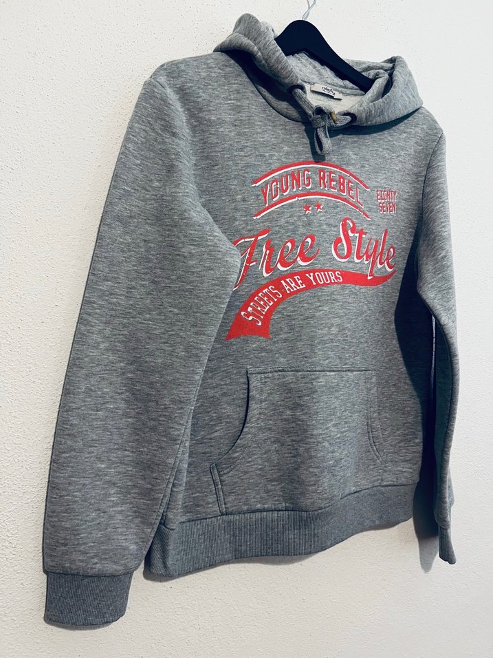 L- collezione Gri Melanj Kapüşonlu Spor Sweatshirt — görsel 4/11