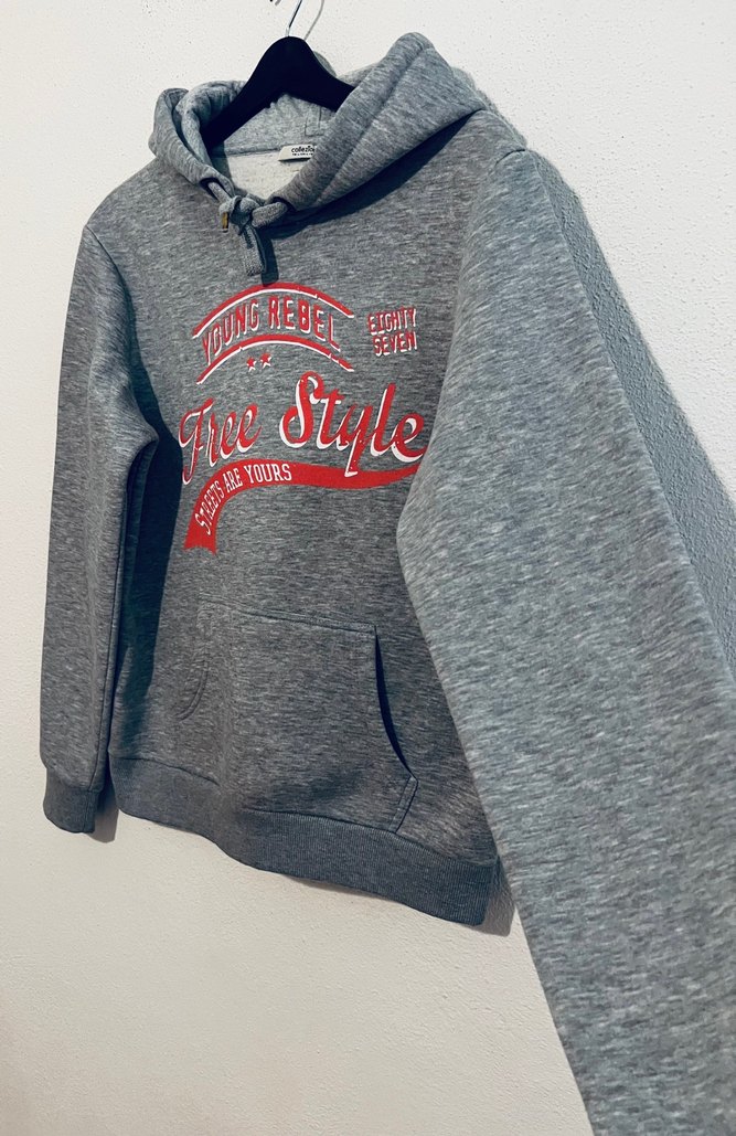 L- collezione Gri Melanj Kapüşonlu Spor Sweatshirt — görsel 5/11