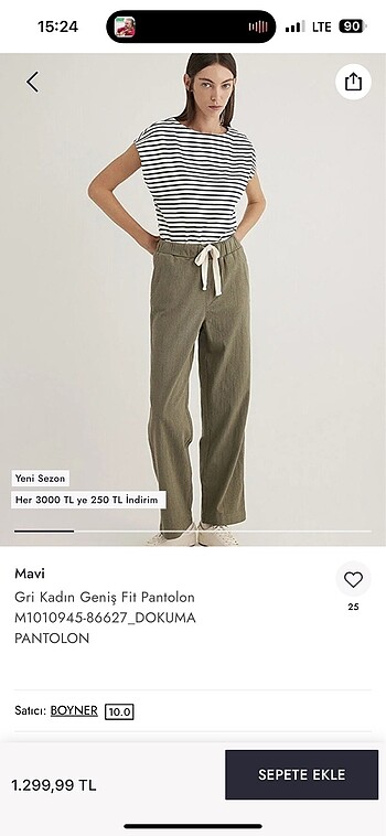 Mavi marka haki renkli pantolon