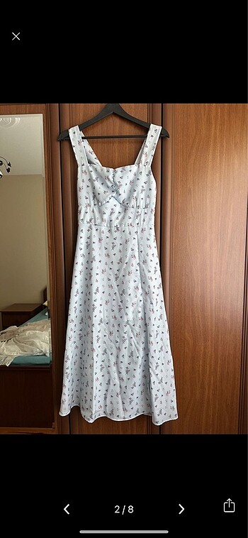 Zara Mavi renkli çiçekli elbise