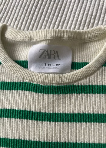 Zara Çizgili Açık Yeşil Çocuk Üst