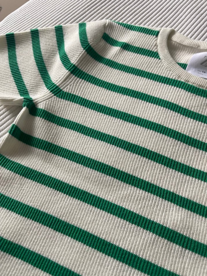 Çizgili Açık Yeşil Çocuk Üst - Görsel 2