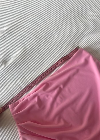 Zara Pembe Pilili Kadın Mini Etek