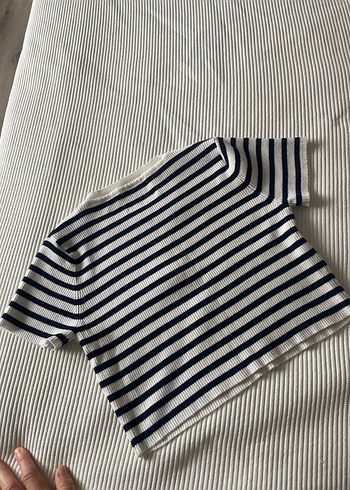 Çizgili Beyaz lacivert Çocuk Atlet - Görsel 2