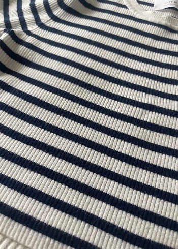 Çizgili Beyaz lacivert Çocuk Atlet - Görsel 4