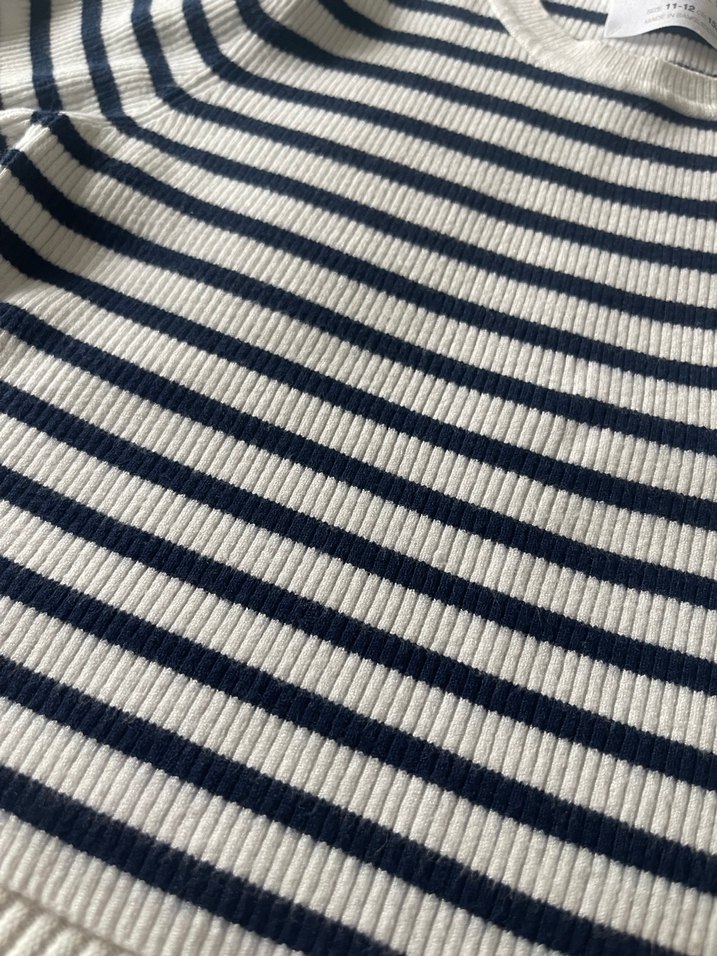 Çizgili Beyaz lacivert Çocuk Atlet - Görsel 4