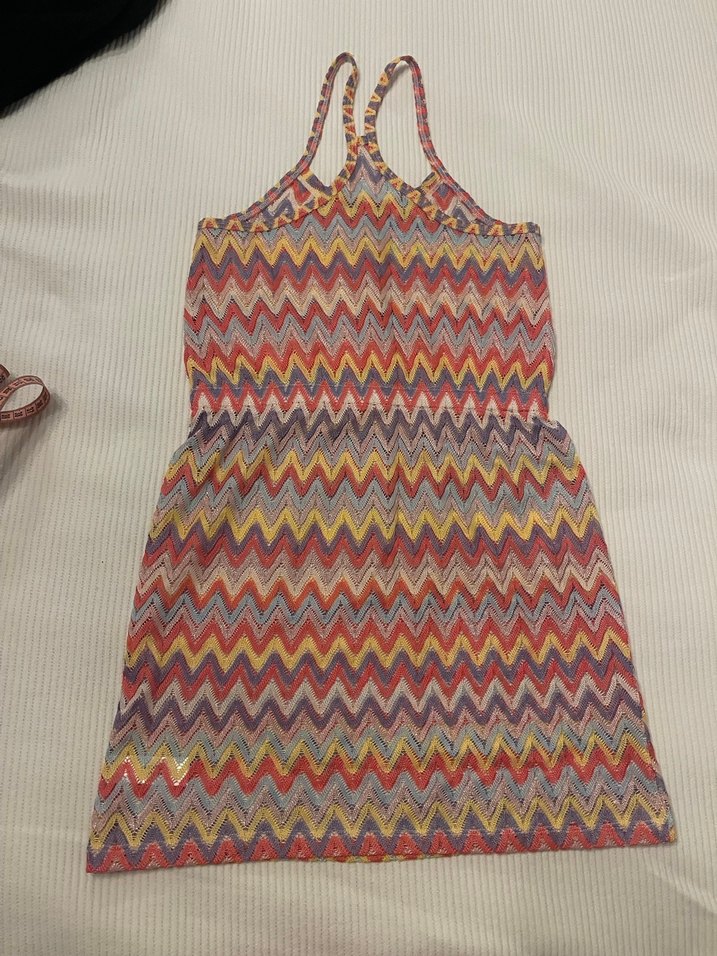 Renkli Zigzag Desenli deniz Elbise - Görsel 3