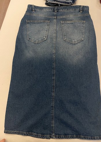 Lacivert Midi Denim Kadın Etek - Görsel 5