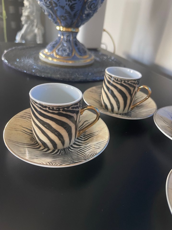 Zebra Desenli Kahve Fincanları ve Tabağı Seti - Görsel 2