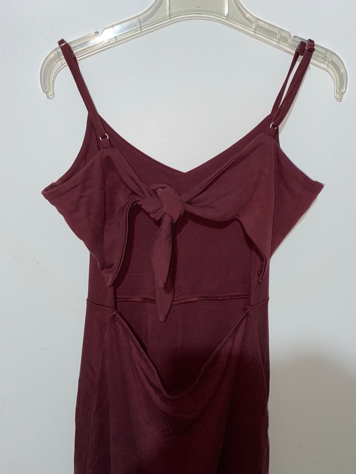 Bordo V Yaka Uzun Kadın Elbise - Görsel 4