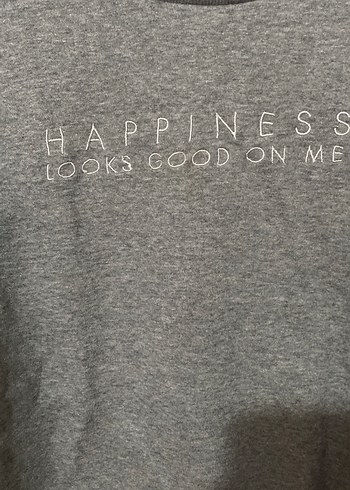 Gri Uzun Kollu Kadın Sweatshirt - Görsel 2