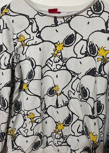 Kadın Beyaz Baskılı Pamuklu Sweatshirt - Görsel 2