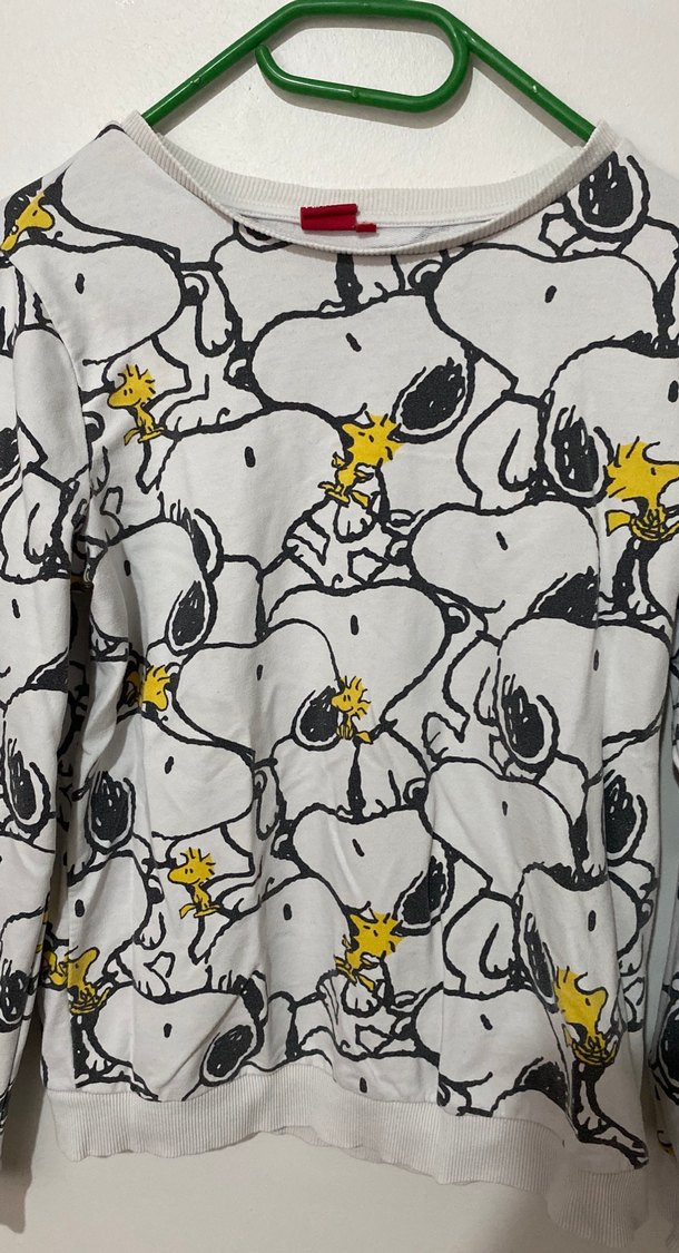 Kadın Beyaz Baskılı Pamuklu Sweatshirt - Görsel 2