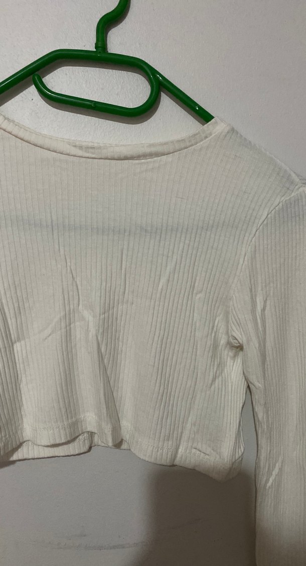 Beyaz Uzun Kollu Basic Kadın Triko - Görsel 2