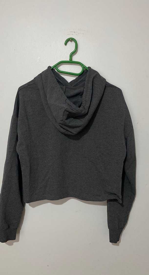 Kadın Gri Kapüşonlu Sweatshirt - Görsel 2