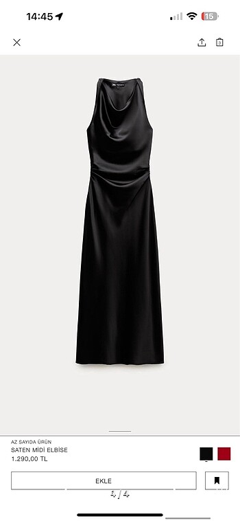 Zara saten elbise