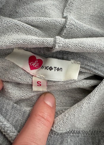 Kapüşonlu, Baskılı, Renkli Kollu Gri Sweatshirt - Görsel 3