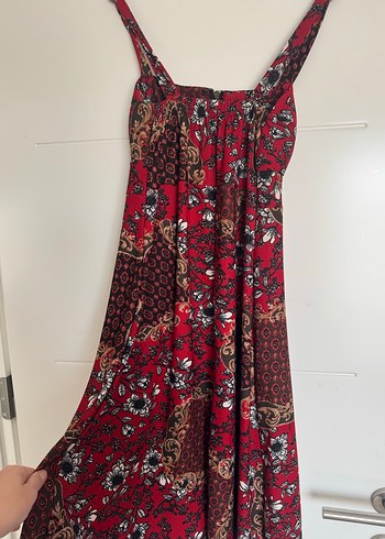 Bordo Desenli Uzun Bohem Elbise - Görsel 5