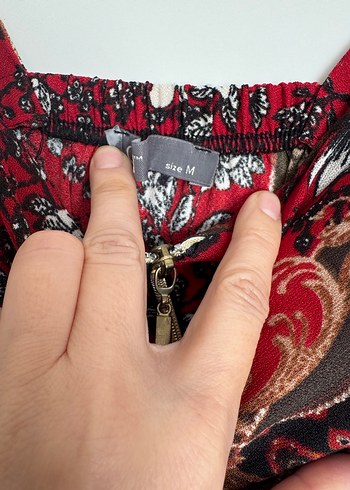 Bordo Desenli Uzun Bohem Elbise - Görsel 3