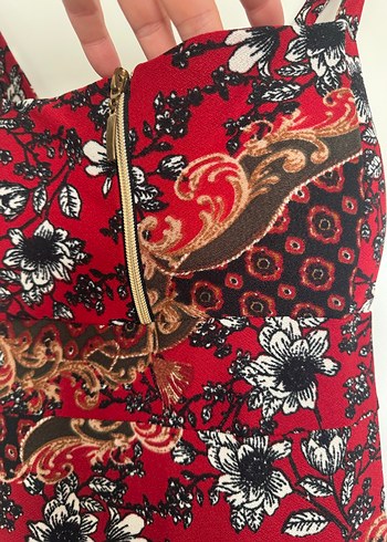 Bordo Desenli Uzun Bohem Elbise - Görsel 4